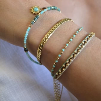 Cruz turquoise gold bracelet - Anartxy