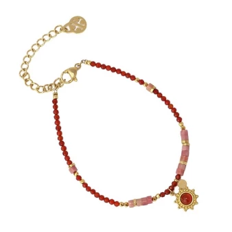 Bracelet Bombay rouge en acier - Anartxy