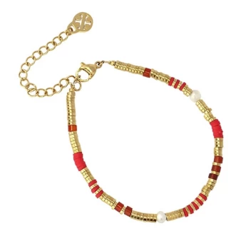 Bracelet Louisiane rouge en acier - Anartxy