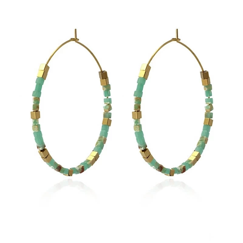 Oregon turquoise gold hoop earrings - Anartxy