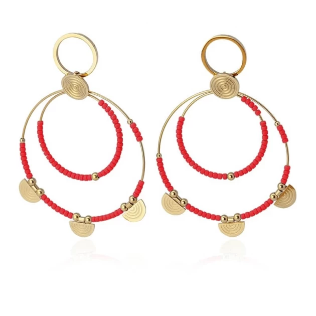 Newport red gold earrings -...