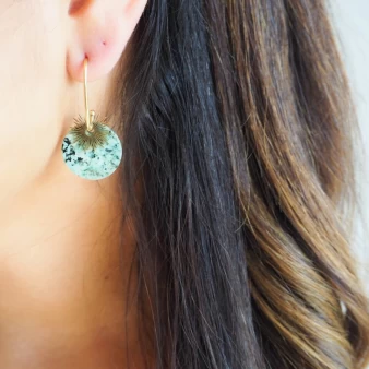 Boucles d'oreilles Virginia turquoise en acier - Anartxy