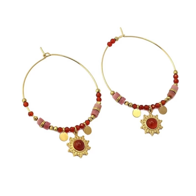 Bombay red gold hoop...