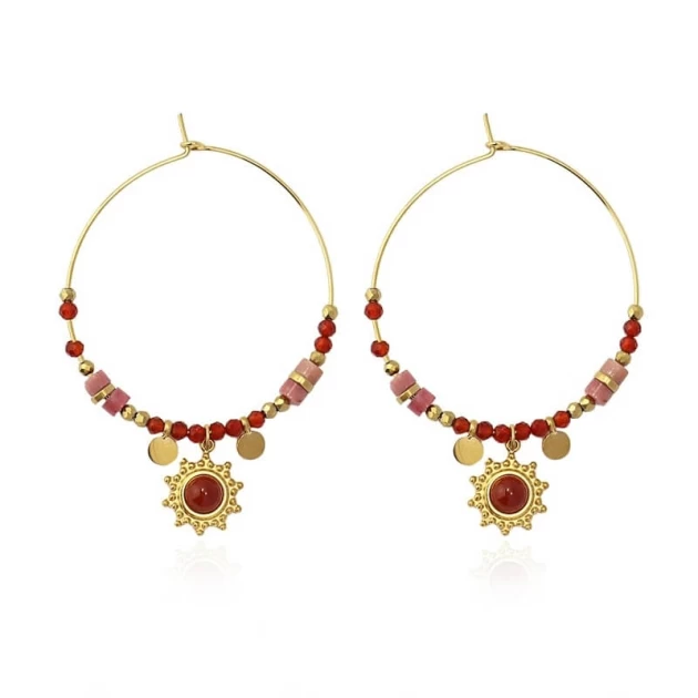Bombay red gold hoop...