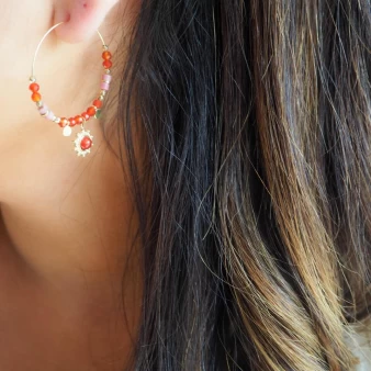 Bombay red gold hoop earrings - Anartxy