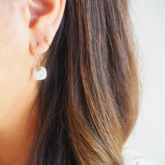 Boston white gold hoop earrings - Anartxy