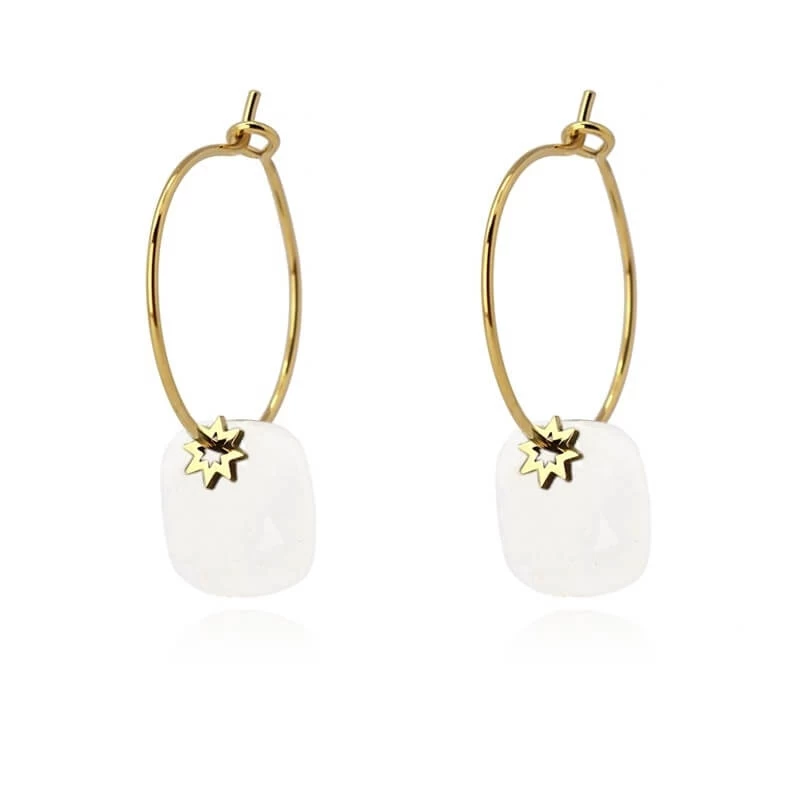 Boston white gold hoop earrings - Anartxy