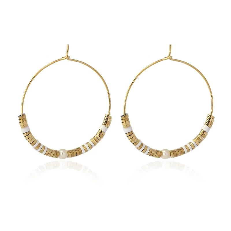 Louisiane white gold hoop earrings - Anartxy