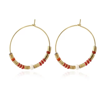Louisiane red gold hoop earrings - Anartxy
