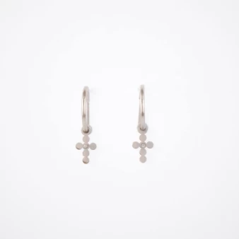 Mini Cross silver hoop earrings - Anartxy
