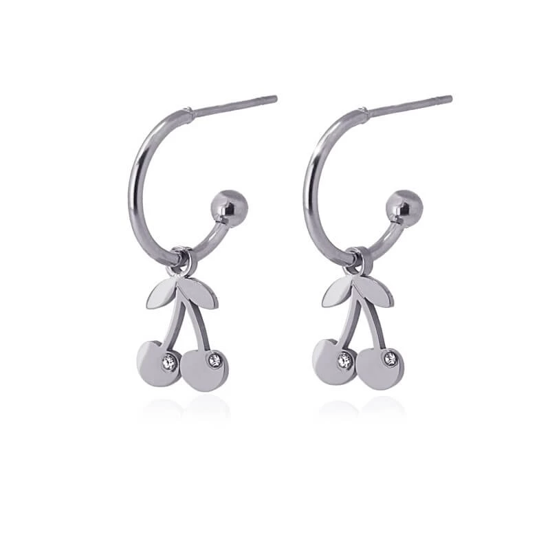 Mini Cherry silver hoop earrings - Anartxy