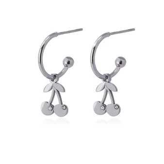 Mini Cherry silver hoop earrings - Anartxy