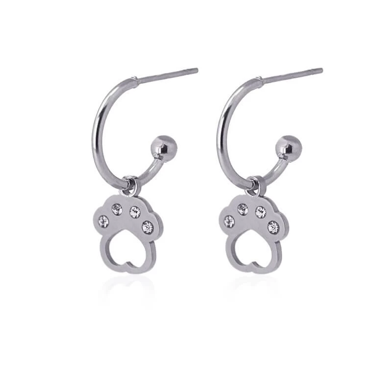 Mini Paws silver hoop earrings - Anartxy