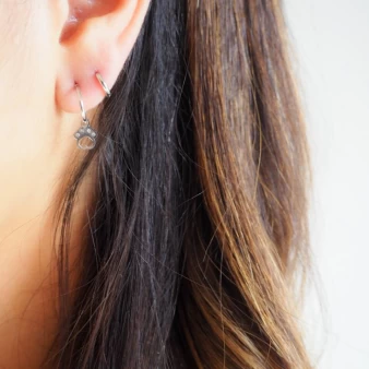 Mini Cactus silver hoop earrings - Anartxy