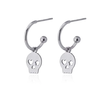 Mini Skulls silver hoop earrings - Anartxy