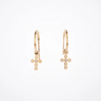 Mini Cross gold hoop earrings - Anartxy
