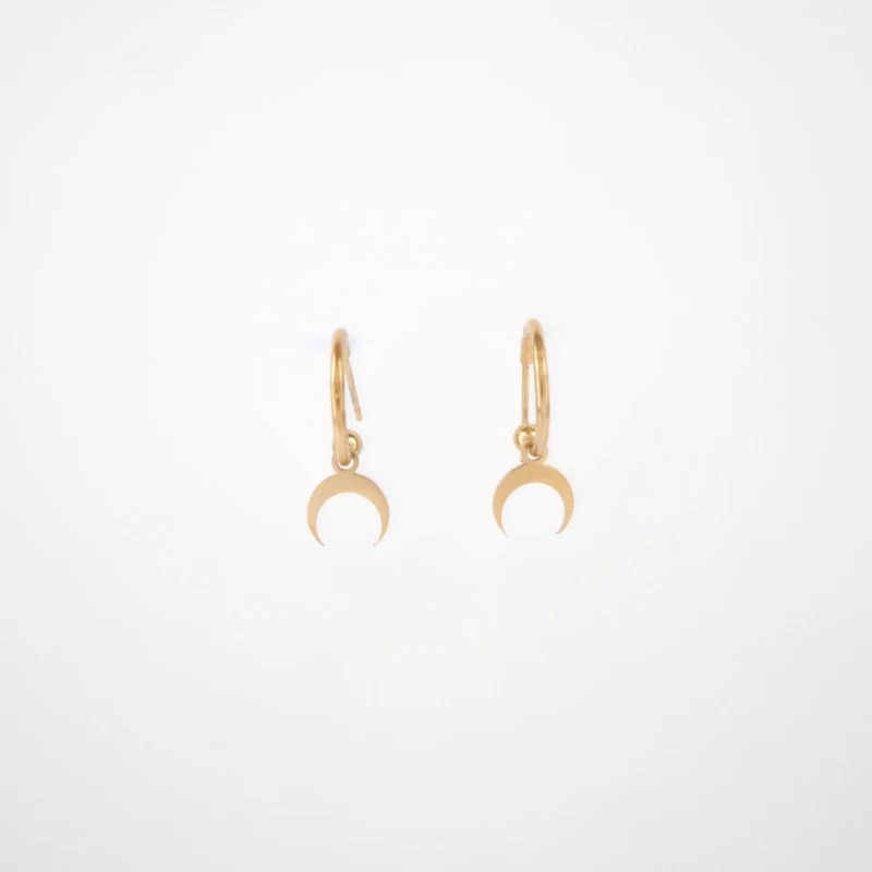 Mini Moon gold hoop earrings - Anartxy