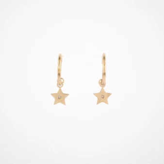 Pendientes mini aro Estrella dorada en acero - Anartxy