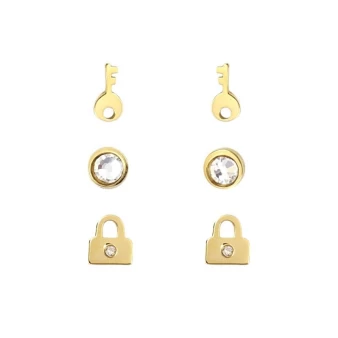 Trio Locker gold studs earrings - Anartxy