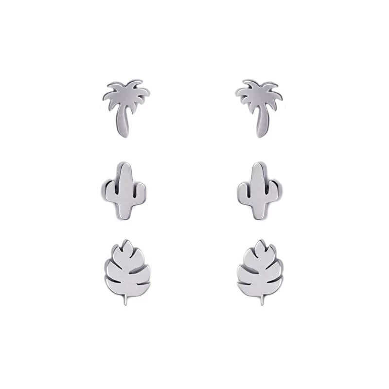 Trio Paradise silver studs earrings - Anartxy