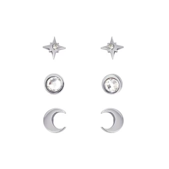 Trio Celeste silver studs earrings - Anartxy