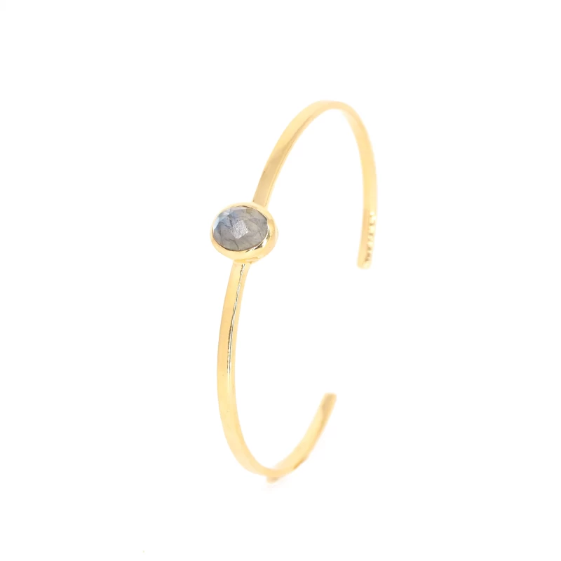 Precious labradorite gold bangle bracelet - LuckyTeam