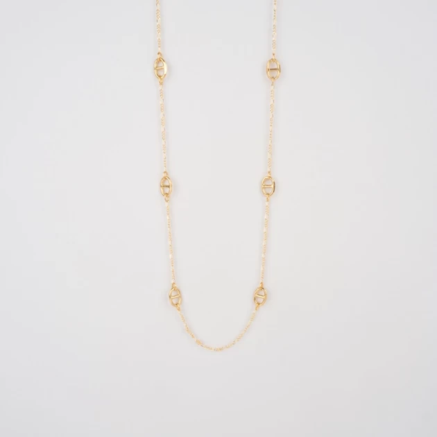 Prune gold long necklace -...
