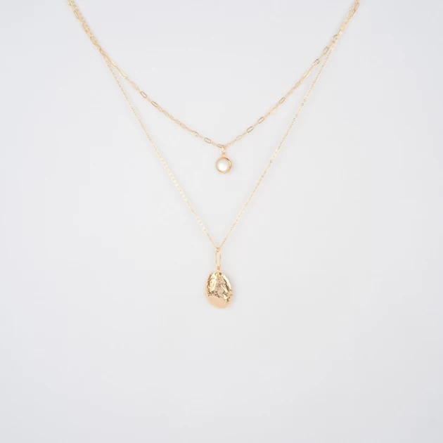 Marine gold long necklace -...