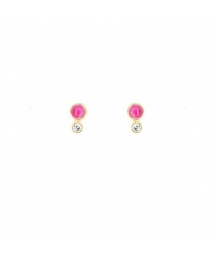 Boucles d'oreilles clou précieux et rubis indien - Lucky team