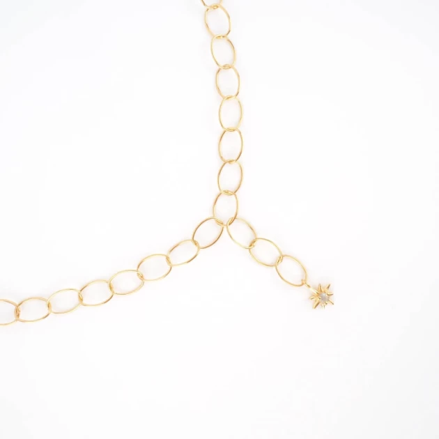 Estela gold long necklace -...