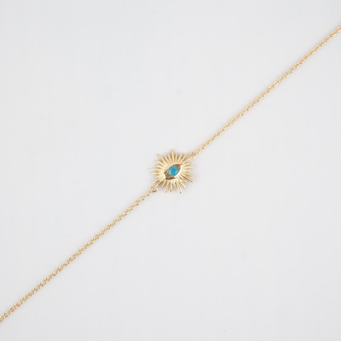 Bracelet Sun bleu en plaqué or - Pomme Cannelle