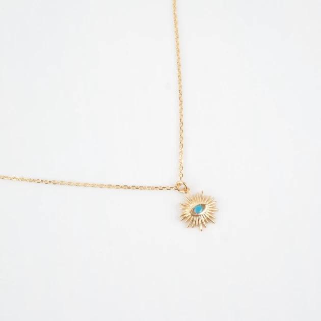 Sun blue gold necklace -...