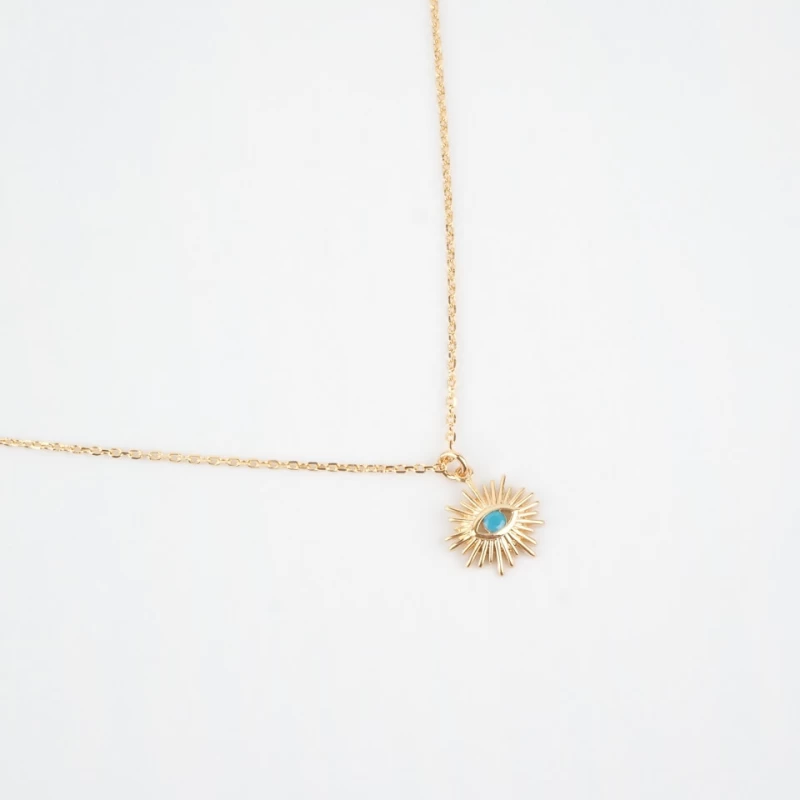 Sun blue gold necklace - Pomme Cannelle