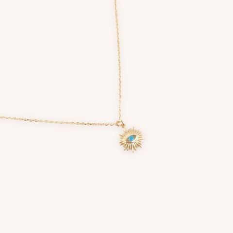 Collier Sun bleu en plaqué or - Pomme Cannelle