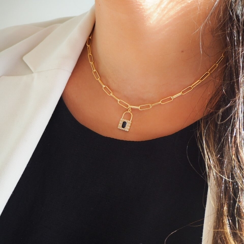 Collier cadenas en plaqué or - Pomme Cannelle