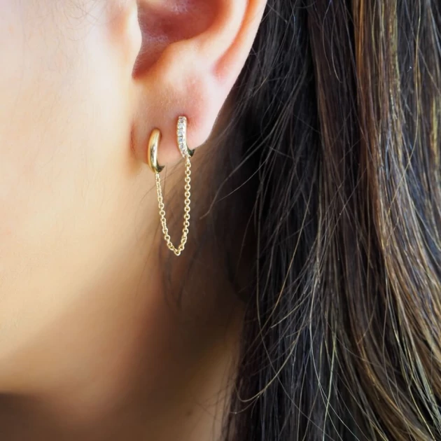 June gold hoops earrings -...