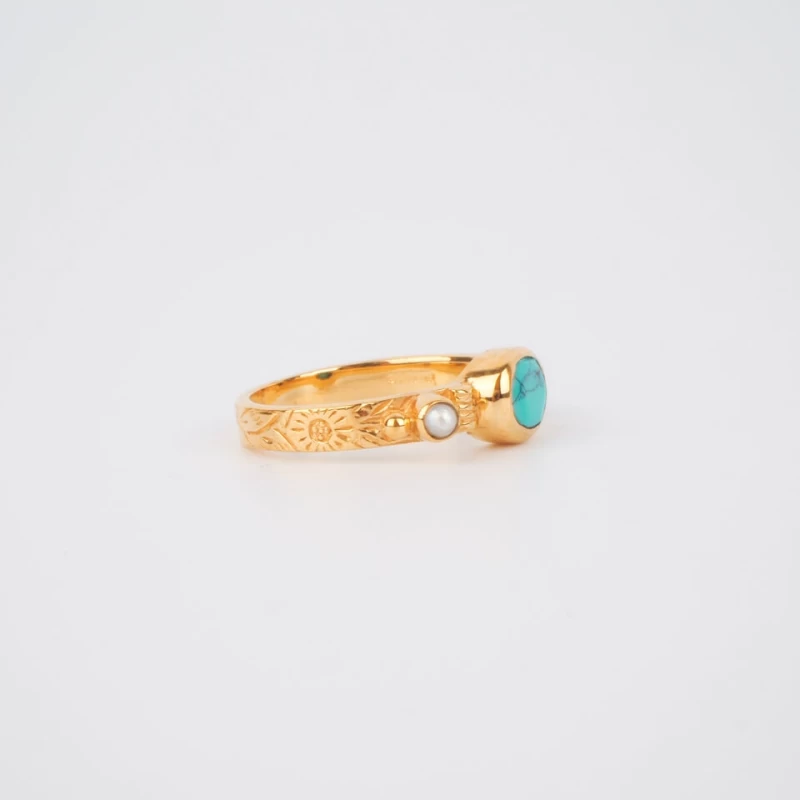 Turquoise chic ethnic ring PM gold plated - Canyon Turquoise chic ethnic ring PM gold plated - Canyon