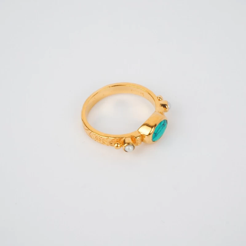 Turquoise chic ethnic ring PM gold plated - Canyon Turquoise chic ethnic ring PM gold plated - Canyon