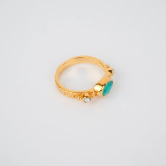 Turquoise chic ethnic ring PM gold plated - Canyon