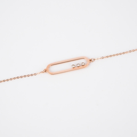 Bracelet ovale 3 oxydes en acier rose - Zag Bijoux