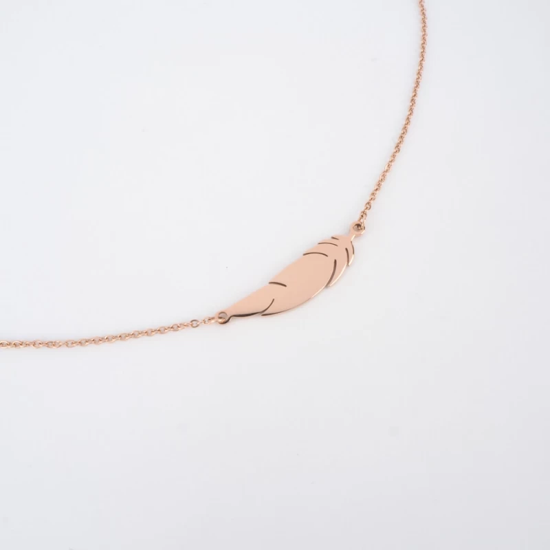 Collar pluma acero rosa - Zag Bijoux