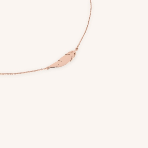 Feather rose gold necklace - Zag Bijoux
