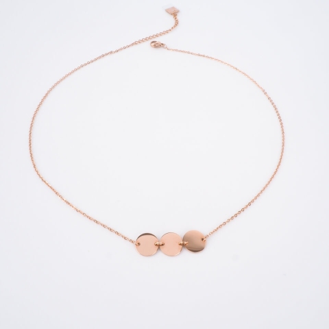 Collier 3 pastilles en acier rose - Zag Bijoux