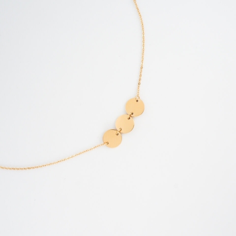 Collier 3 pastilles en acier jaune - Zag Bijoux