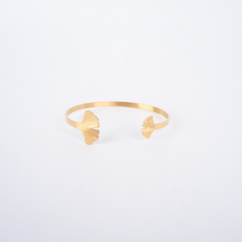 Bracelet jonc Ginkgo acier jaune - Zag Bijoux