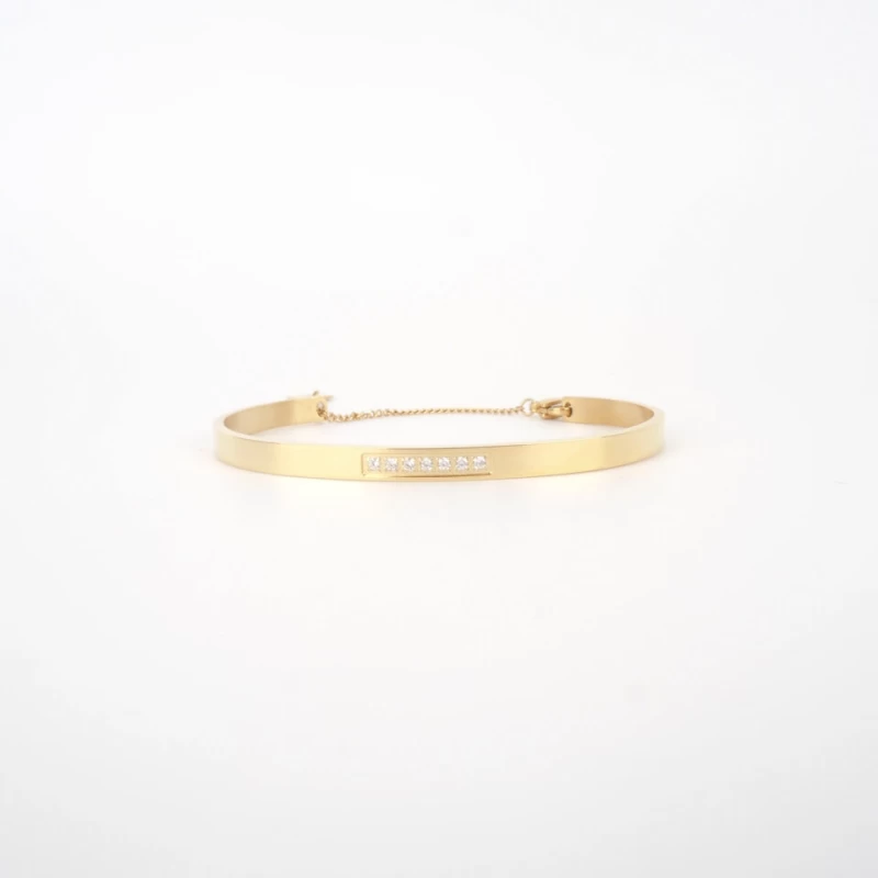 Sparkle chained gold bangle - Zag Bijoux