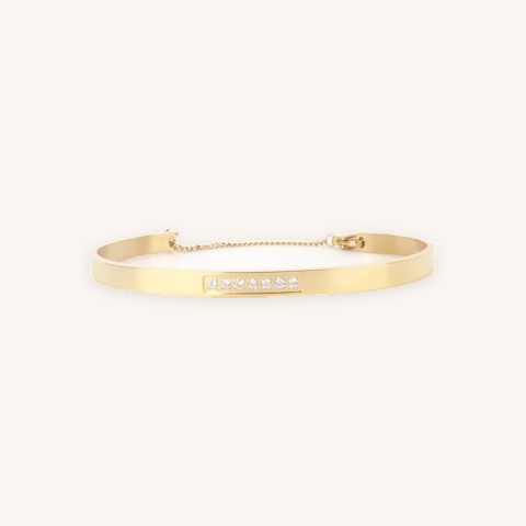 Bracelet jonc strass en acier jaune - Zag Bijoux