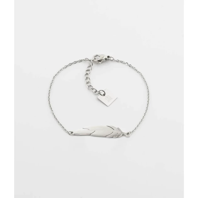 Feather silver bracelet -...