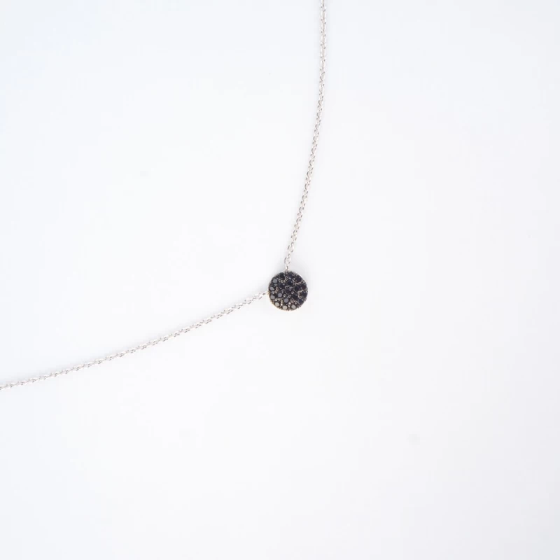 Shiny black silver necklace - Pomme Cannelle