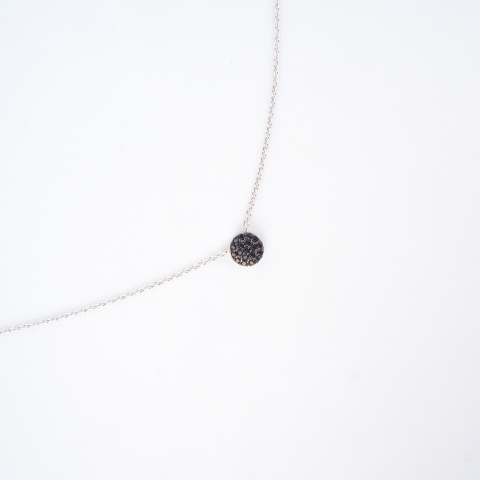 Shiny black silver necklace - Pomme Cannelle
